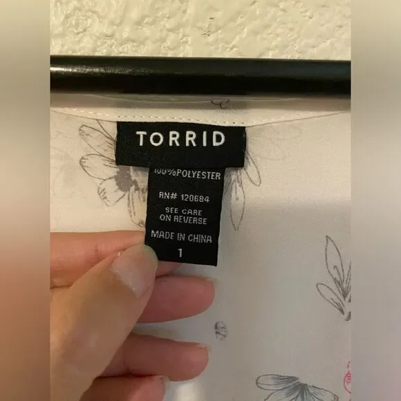 Coquette Torrid 1 Dainty Floral AOP Blouse XL Cottage Boho Fairy Delicate - Picture 5 of 8